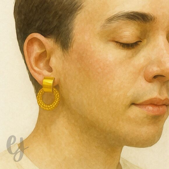 Marais Gold Tone Twisted Doorknocker Earrings - Picture 1 of 8